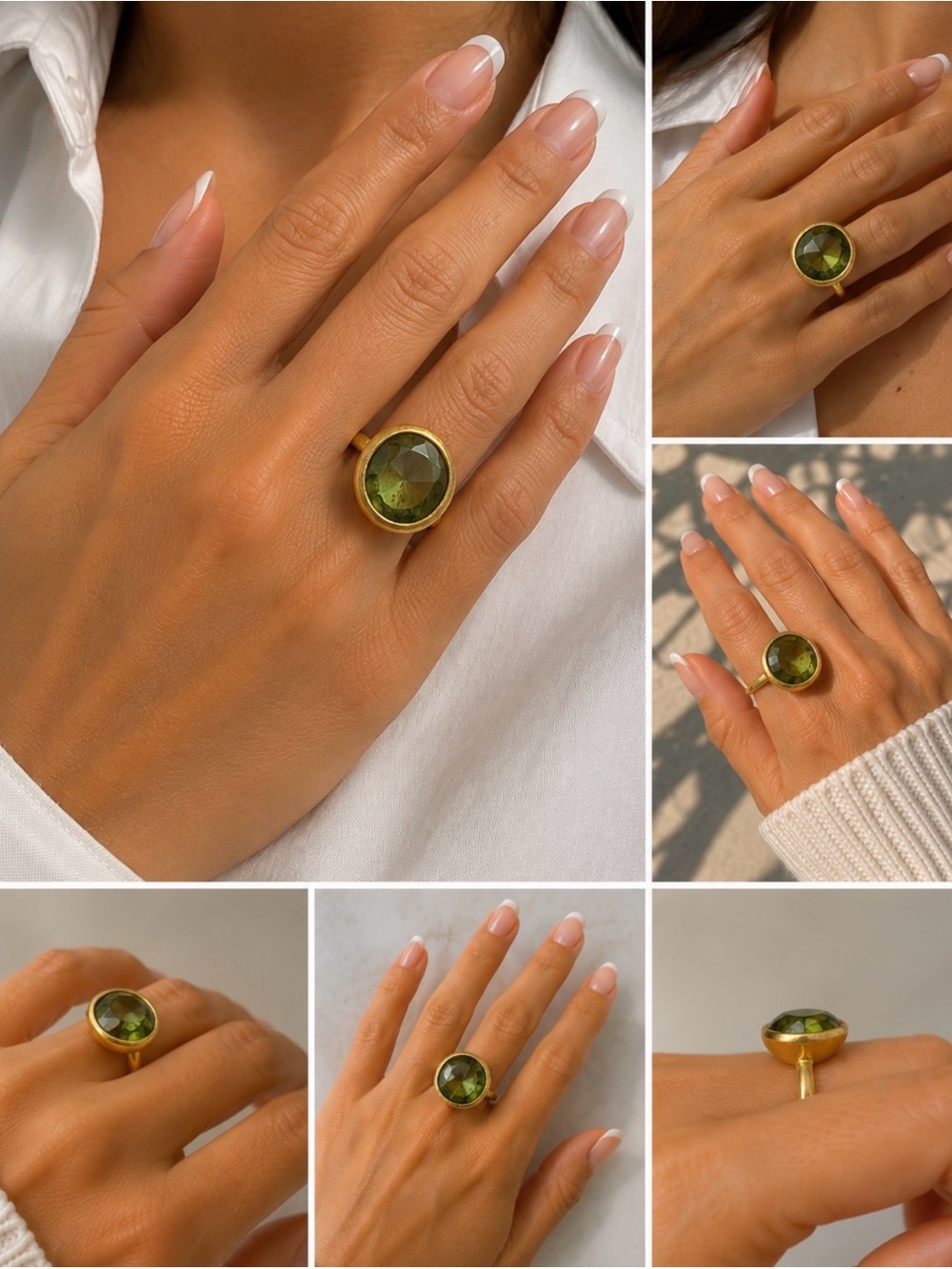 Marco Bicego Jaipur 18K Yellow Gold Green Tourmaline Rose Cut Ring Size 4.25 - Picture 5 of 16